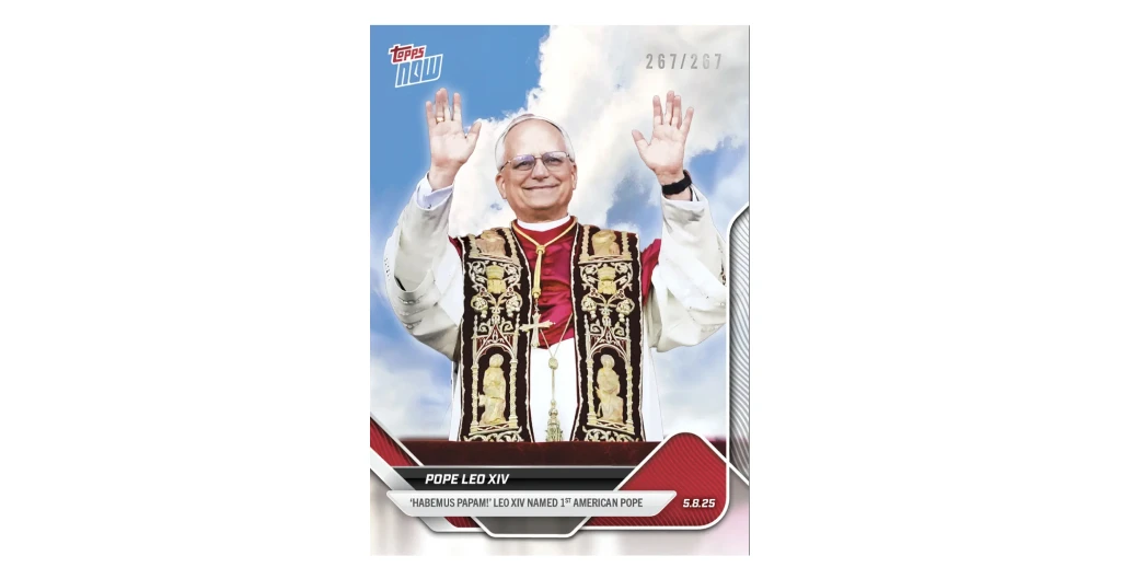 thumbnail image 2 of 2025 Topps Now Pope Leo XIV Rookie Card POPE-1 – First American Pope – Ungraded 2 of 3
