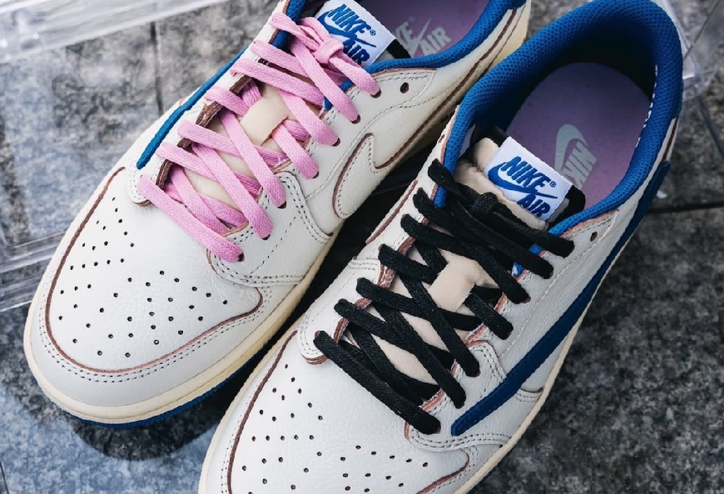 The Best Air Jordan 1 40th Anniversary Releases - fragment design x Travis Scott x Air Jordan 1 Low “Sail/Military Blue”
