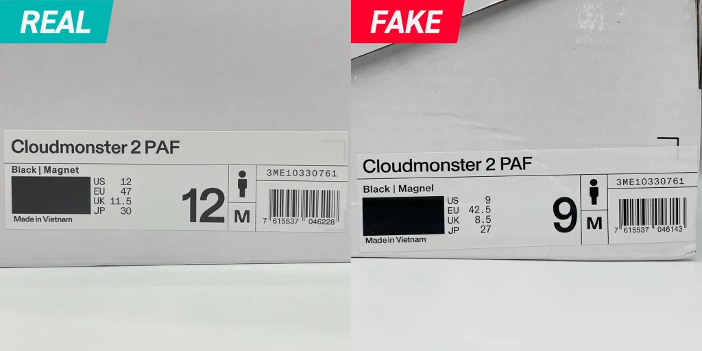 PAF POST ARCHIVE FACTION On Cloudmonster 2 Black Real vs Fake