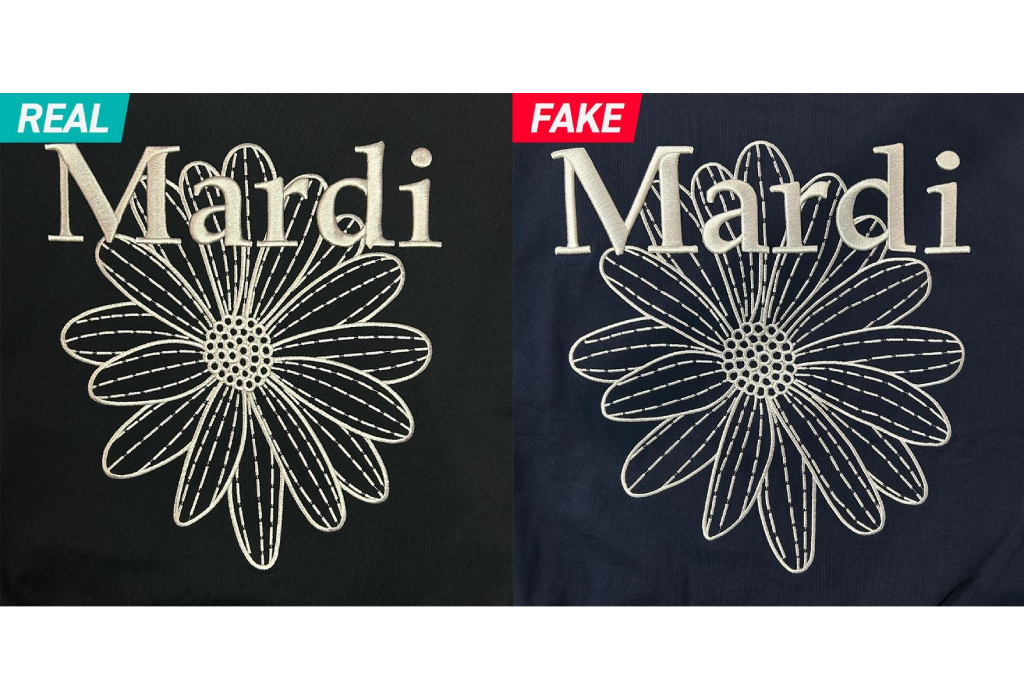 Real vs. Fake Mardi Mercredi Sweatshirt Flowermardi Needlework Authentication Guide