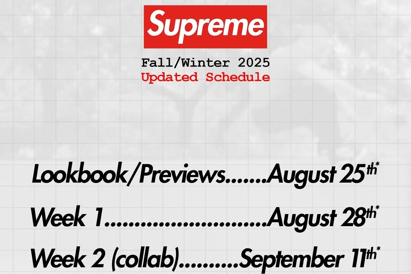 Supreme 2025 FW Collection [Release Date]
