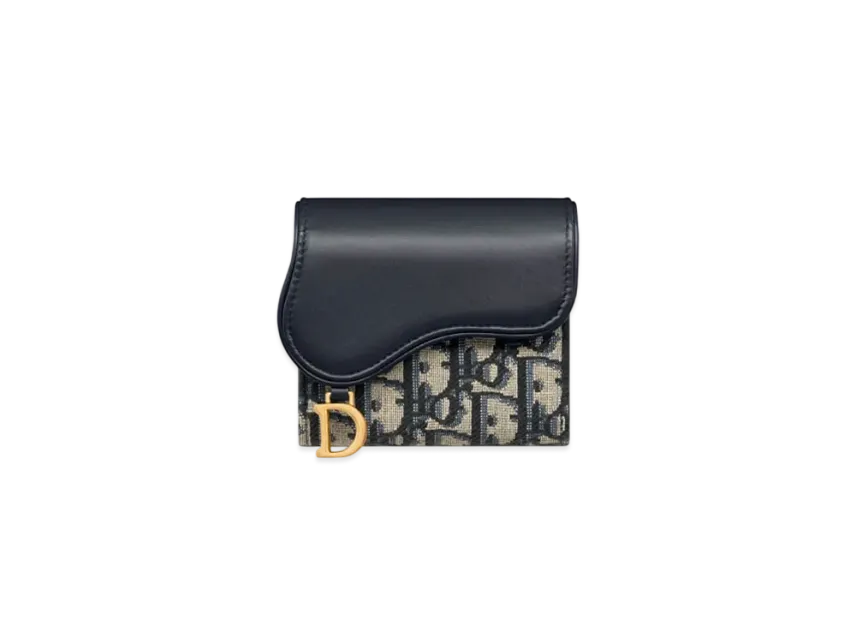 Dior Saddle Lotus Wallet Dior Oblique Jacquard and Smooth Calfskin 