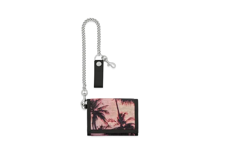 Saint Laurent Buffalo Chain Wallet In Econyl And Smooth Leather 
