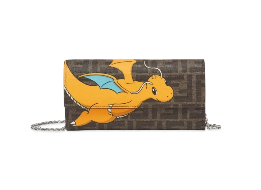 Pokemon x Fragment x FENDI Dragonite Continental Wallet with Chain FF Fabric 
