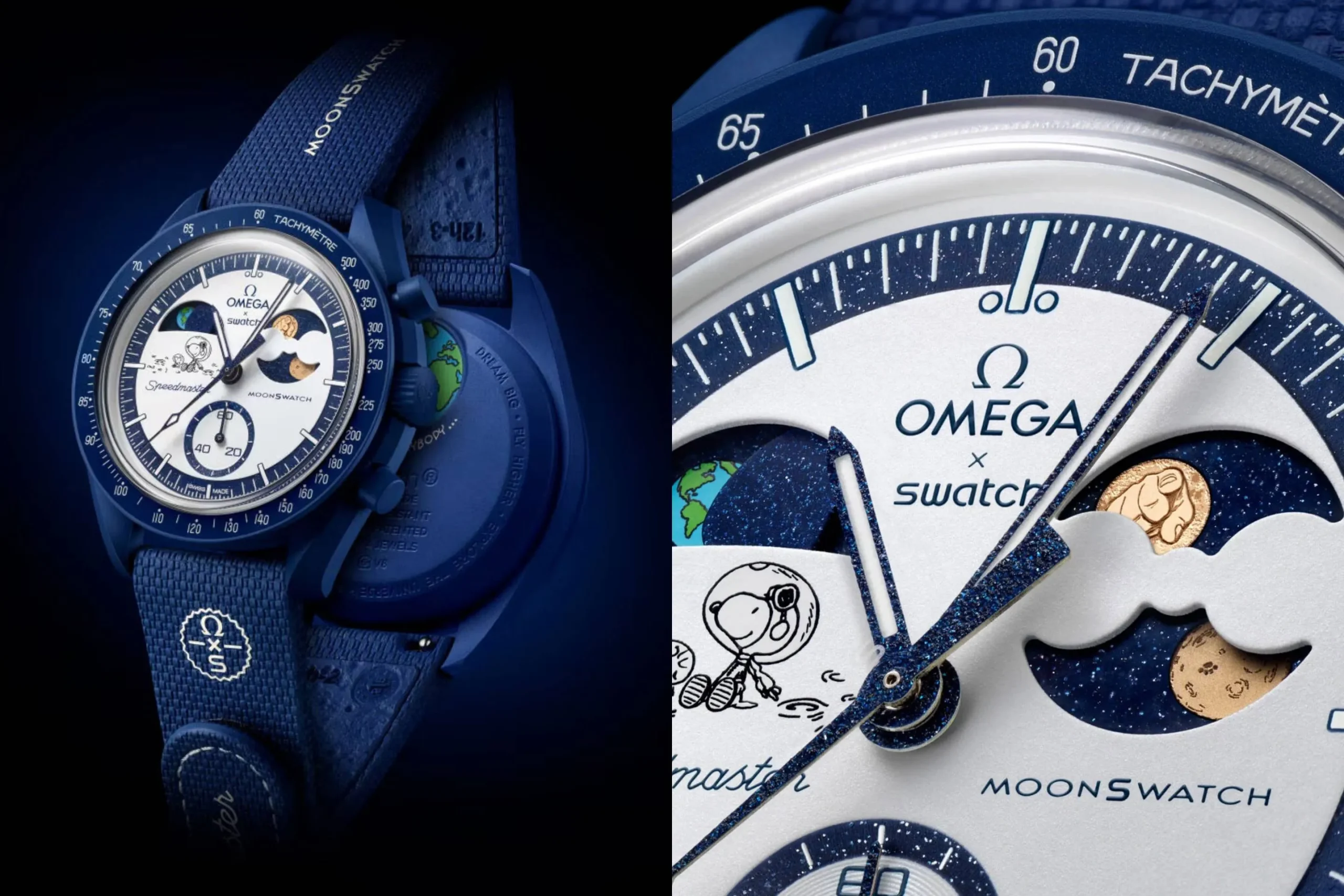Swatch × OMEGA × Snoopy BIOCERAMIC MoonSwatch Mission To The Earthphase – Moonshine Gold “Navy” [Release Date/Price/Where To Buy]