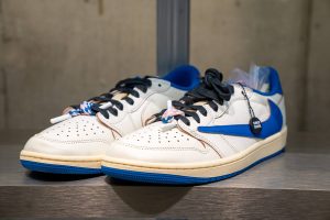 The Legendary Trio Returns: A Closer Look at the Travis Scott x Fragment x Nike AJ1 Low "Sail/Military Blue"