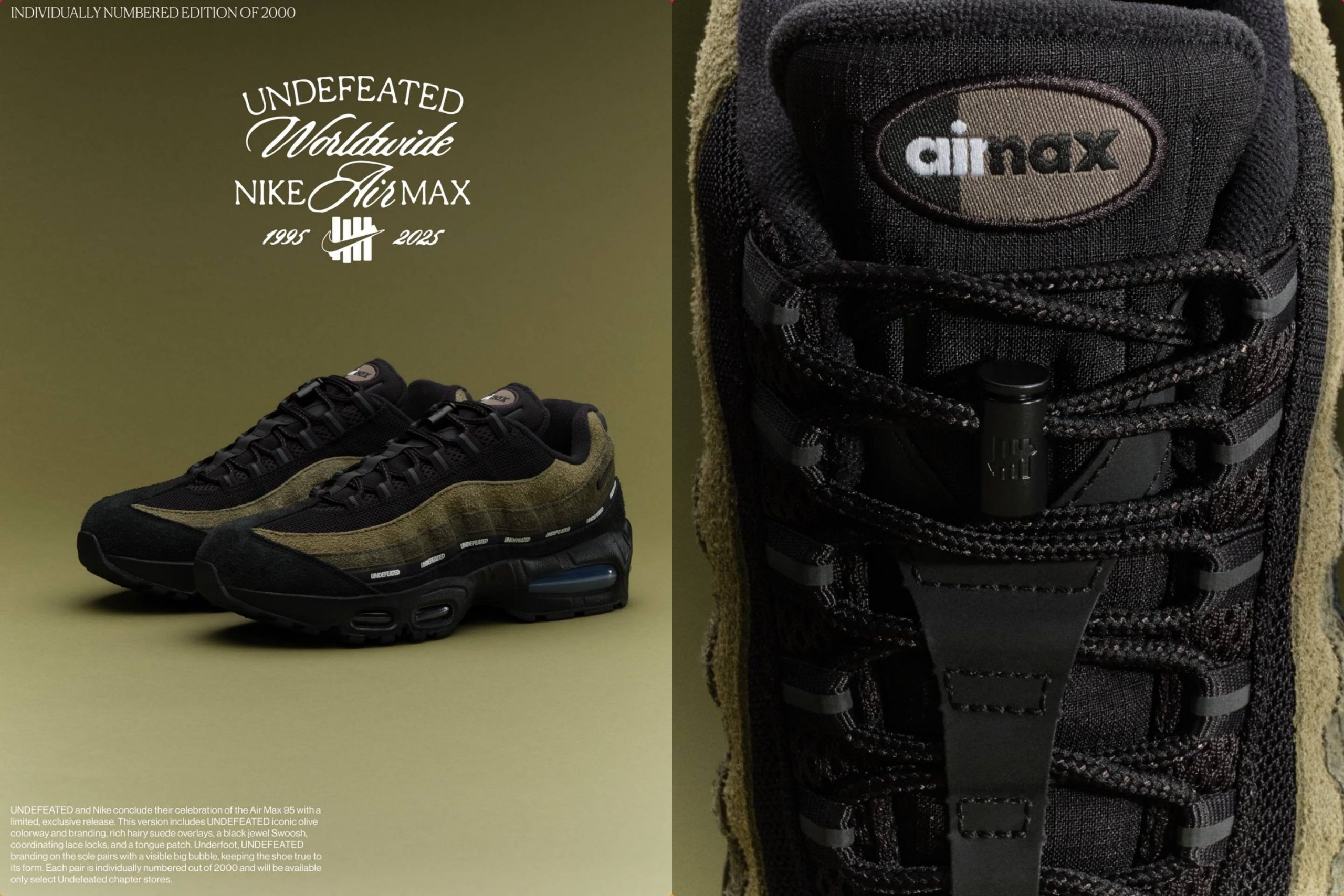 UNDEFEATED × Nike Air Max 95 “Medium Olive” [Release Date/Price/Where To Buy]