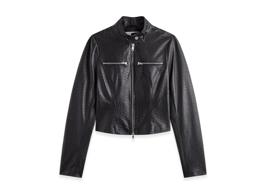 Kith x Lisa Women Nikita Monogram Leather Zip Top 
