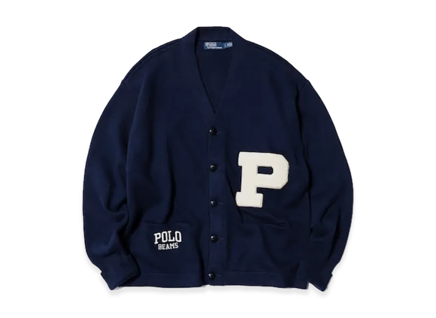 BEAMS x Polo Ralph LS V-Neck Varsity Cardigan 