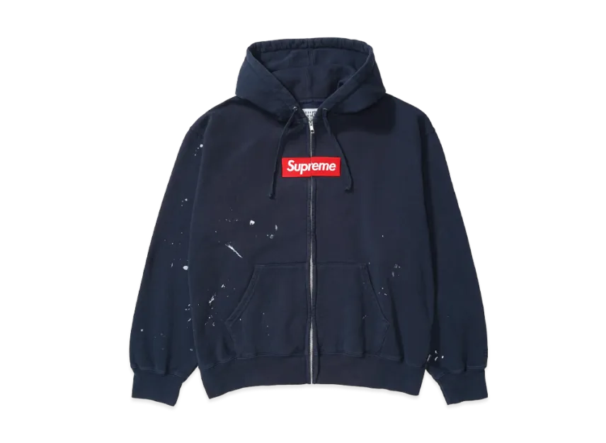 Supreme x MM6 Maison Margiela Box Logo Zip Up Hooded Sweatshirt 